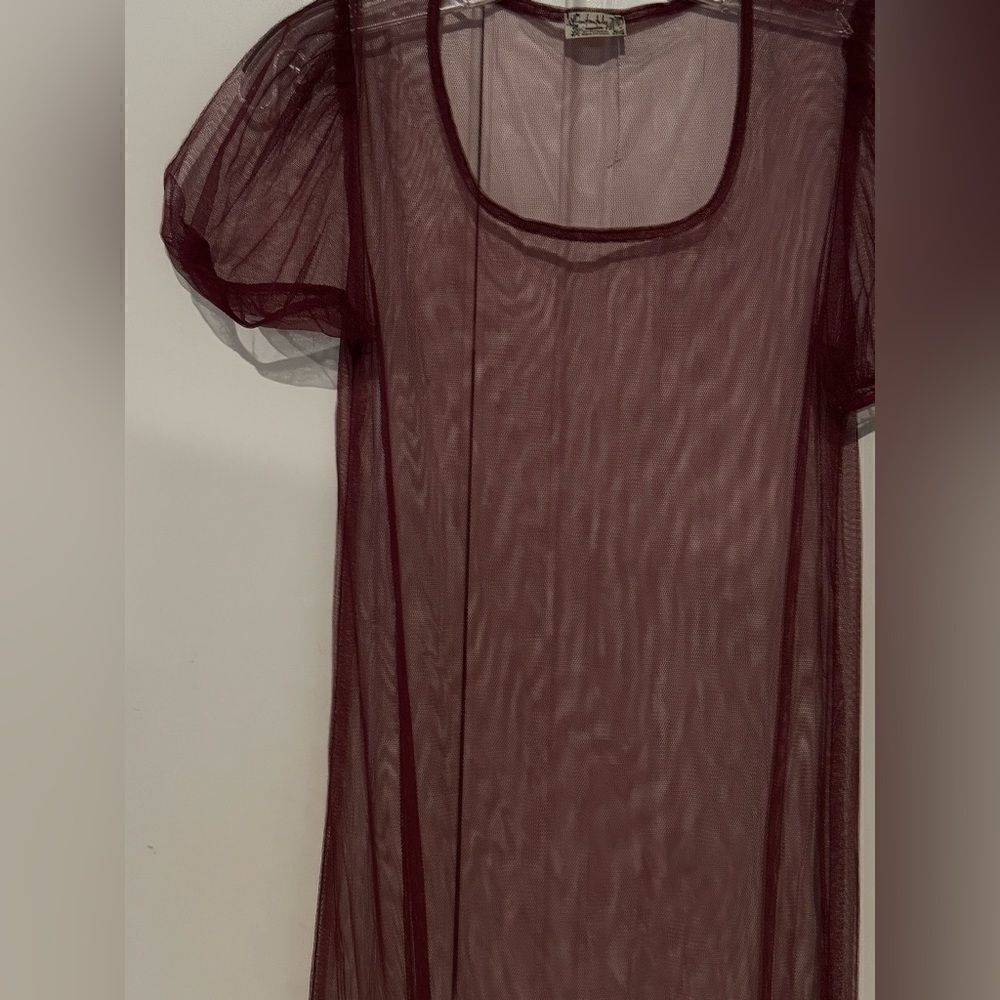 Free People Intimately Sheer Midi Slip Small Burgundy - Picture 7 of 9